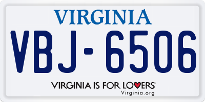 VA license plate VBJ6506