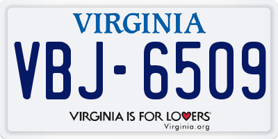 VA license plate VBJ6509
