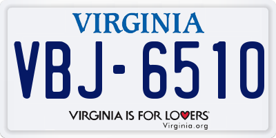 VA license plate VBJ6510