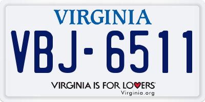 VA license plate VBJ6511