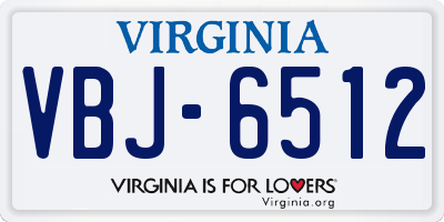 VA license plate VBJ6512