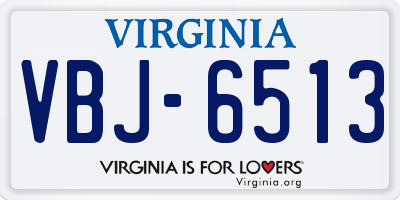 VA license plate VBJ6513