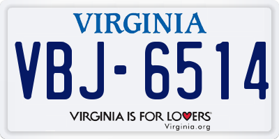 VA license plate VBJ6514