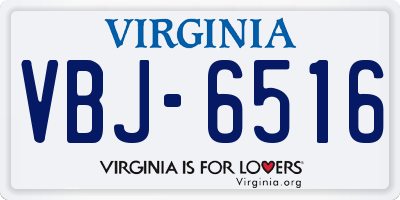 VA license plate VBJ6516