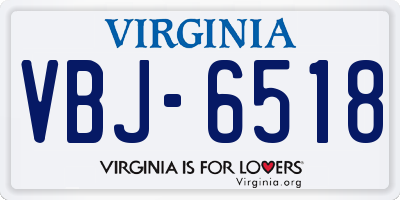 VA license plate VBJ6518