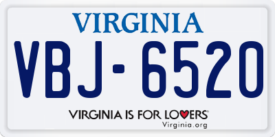 VA license plate VBJ6520