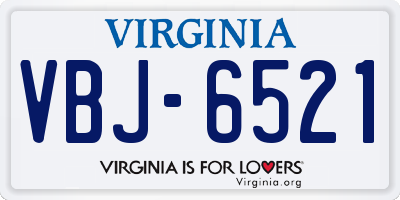 VA license plate VBJ6521