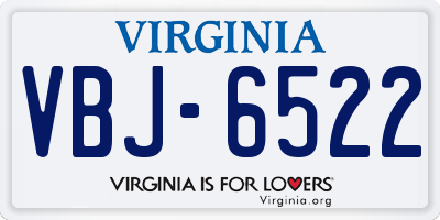VA license plate VBJ6522