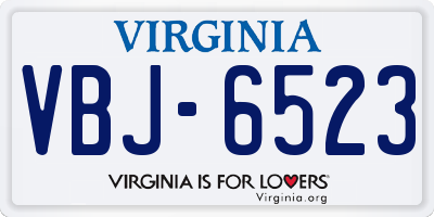 VA license plate VBJ6523