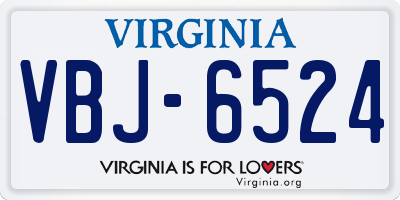 VA license plate VBJ6524