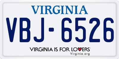 VA license plate VBJ6526