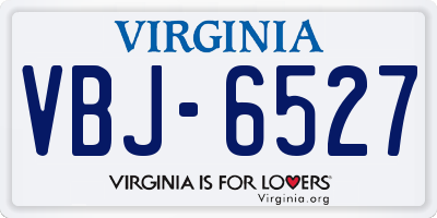 VA license plate VBJ6527