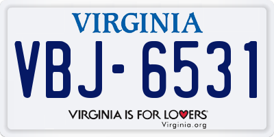 VA license plate VBJ6531