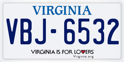 VA license plate VBJ6532