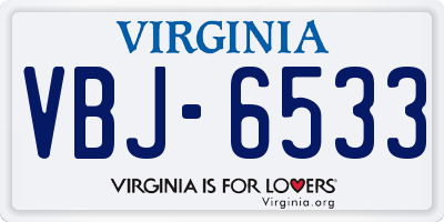 VA license plate VBJ6533