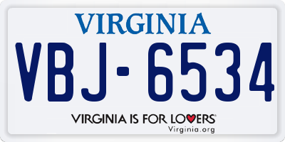 VA license plate VBJ6534