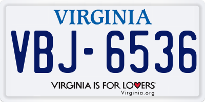 VA license plate VBJ6536