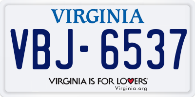 VA license plate VBJ6537
