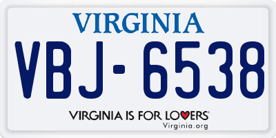 VA license plate VBJ6538