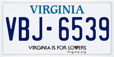VA license plate VBJ6539