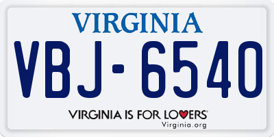 VA license plate VBJ6540