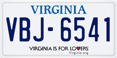 VA license plate VBJ6541
