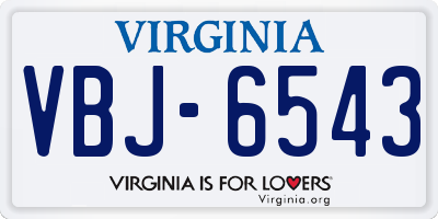 VA license plate VBJ6543
