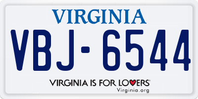 VA license plate VBJ6544