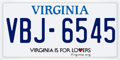 VA license plate VBJ6545