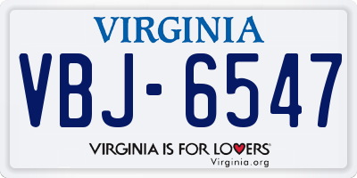 VA license plate VBJ6547