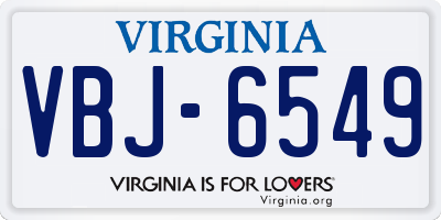 VA license plate VBJ6549