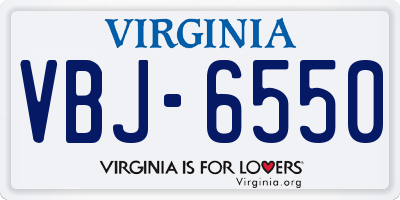 VA license plate VBJ6550