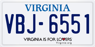 VA license plate VBJ6551
