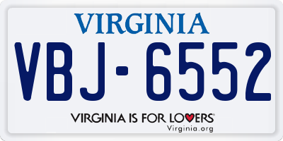 VA license plate VBJ6552