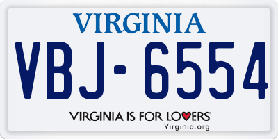 VA license plate VBJ6554