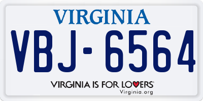 VA license plate VBJ6564