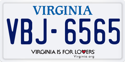 VA license plate VBJ6565