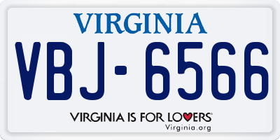 VA license plate VBJ6566
