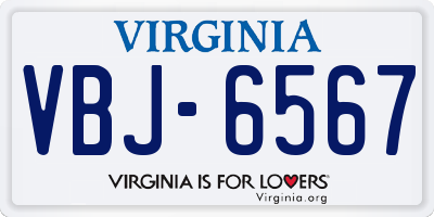 VA license plate VBJ6567