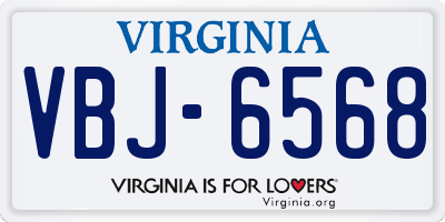 VA license plate VBJ6568