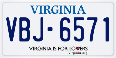 VA license plate VBJ6571