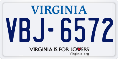 VA license plate VBJ6572