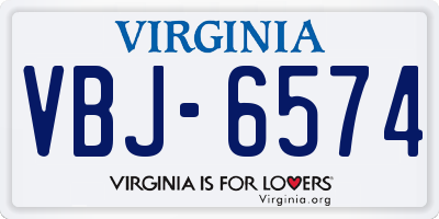 VA license plate VBJ6574