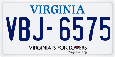 VA license plate VBJ6575