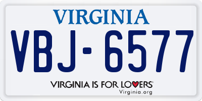 VA license plate VBJ6577