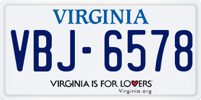 VA license plate VBJ6578