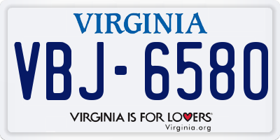 VA license plate VBJ6580