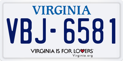 VA license plate VBJ6581