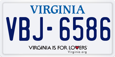 VA license plate VBJ6586