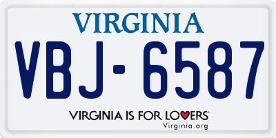 VA license plate VBJ6587